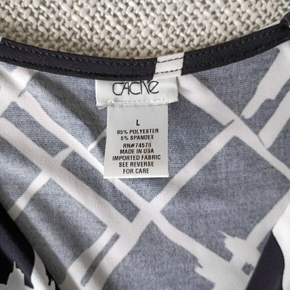 Caché Black & White Sleeveless Wrap Dress with Geometric Print – Size L - Picture 6 of 6